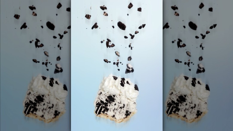 Pie falling through blue expanse