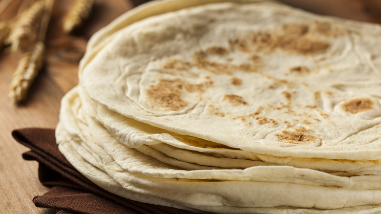 Stack of flour tortillas