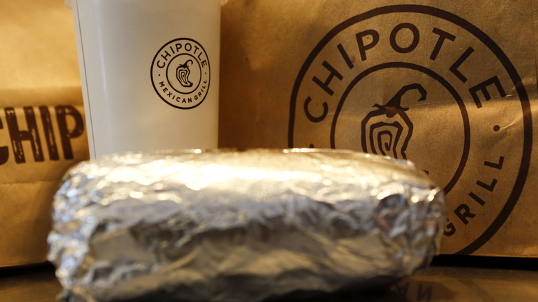 Chipotle burrito in foil