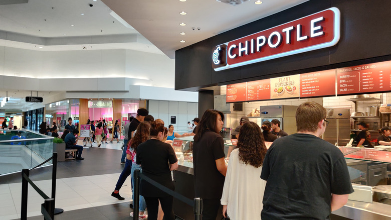 People in line at Chipotle