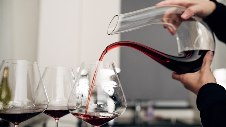 Wine pouring from a decanter