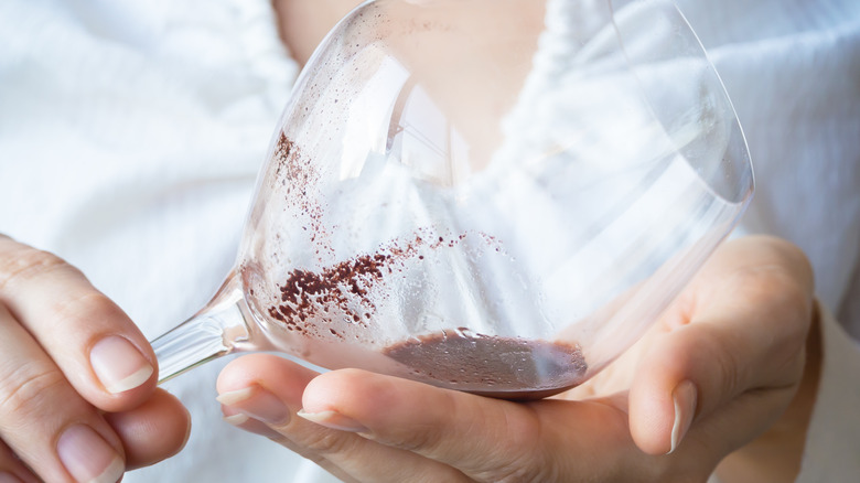 Wine glass with sediment