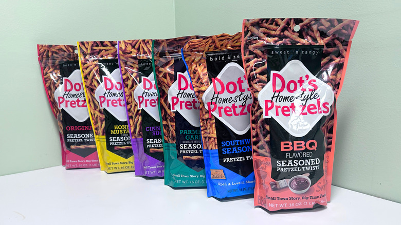 Dot's Homestyle Pretzels; different flavor bags