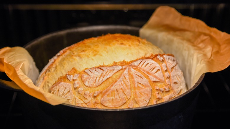 sourdough baking in Dutch oven