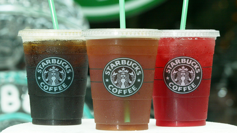 Line of Starbucks iced teas
