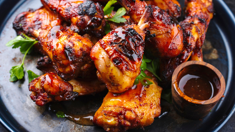 BBQ glazed chicken wings on plate
