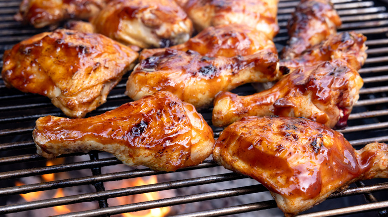 BBQ glazed chicken on grill