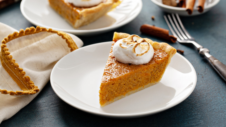 Sweet potato pumpkin pie slice