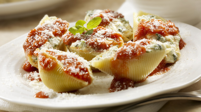 stuffed pasta shells on plate