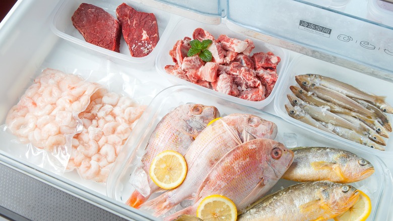freezer food divided into bags and containers