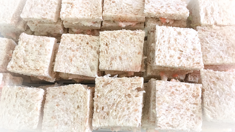 Stacks of tuna salad sandwiches