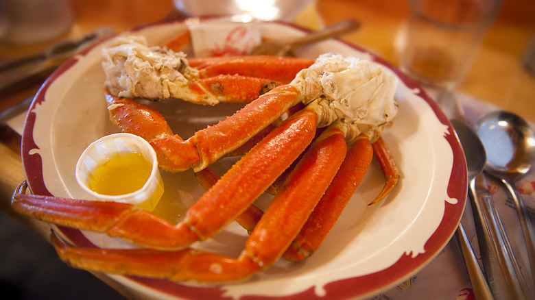 Crab legs with drawn butter
