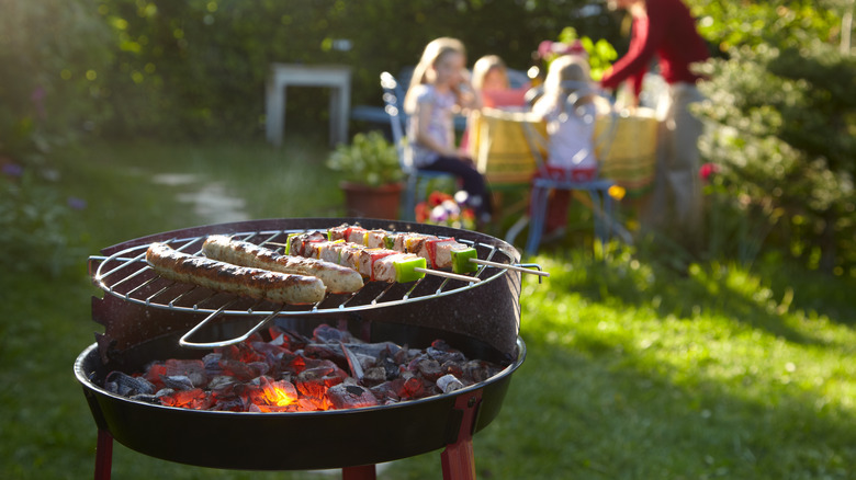 Charcoal grill burning
