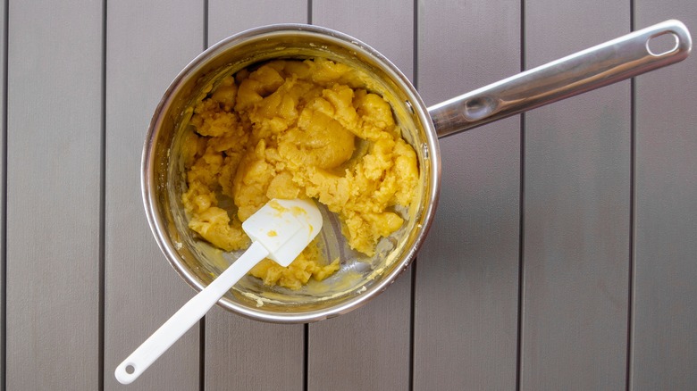 Making choux pastry in pan
