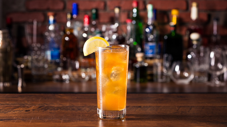 A long island iced tea on a bar