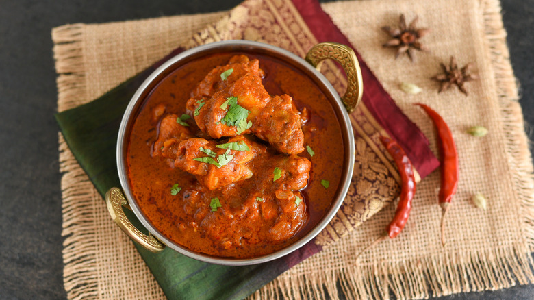 Bowl of red chicken curry