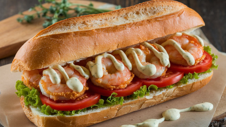 Shrimp po-boy sandwich