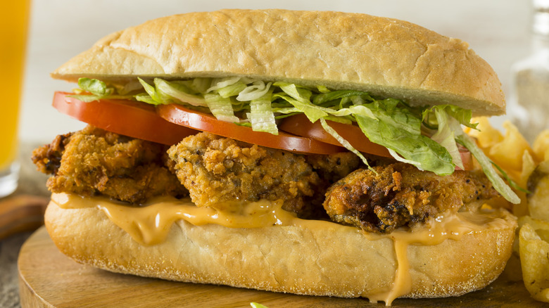 Fried oyster po-boy sandwich