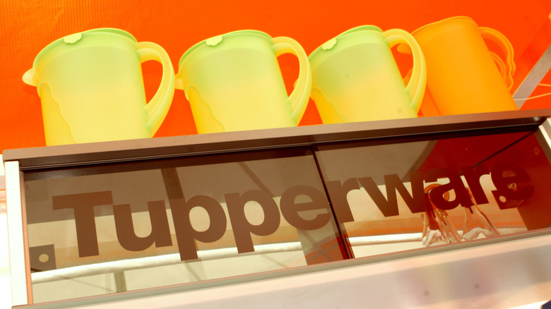 Display of vintage Tupperware containers