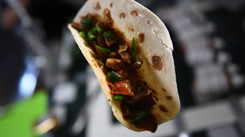 Space taco floating in microgravity