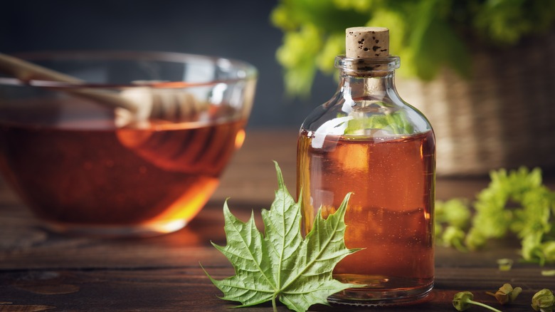 Bottle of maple syrup