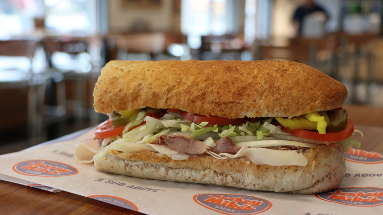 Jersey Mike's sub on a wrapper