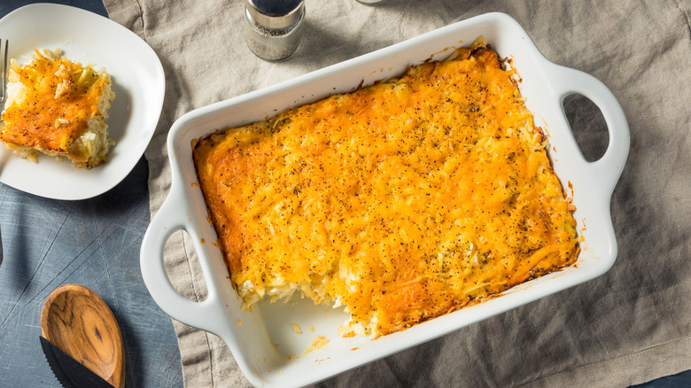 Hashbrown casserole in baking dish