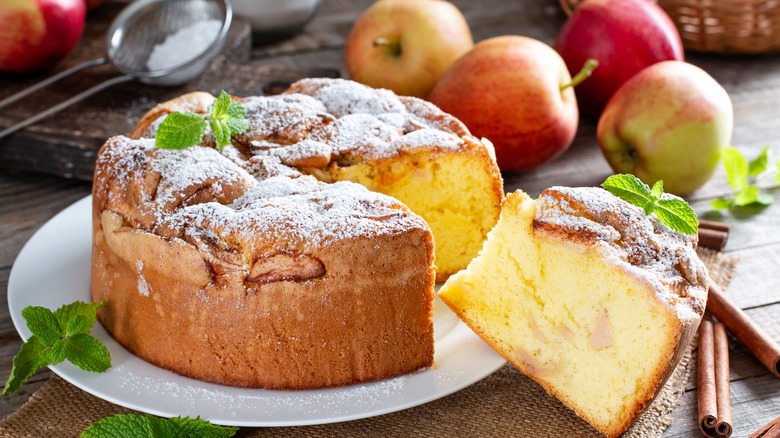 Chiffon cake with a cut slice