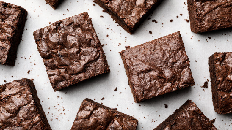 Brownies on parchment paper