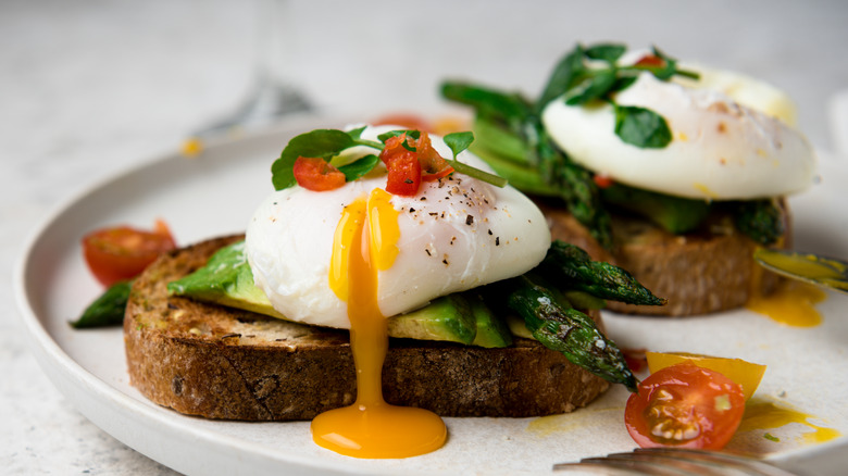 Poached eggs on avocado toast