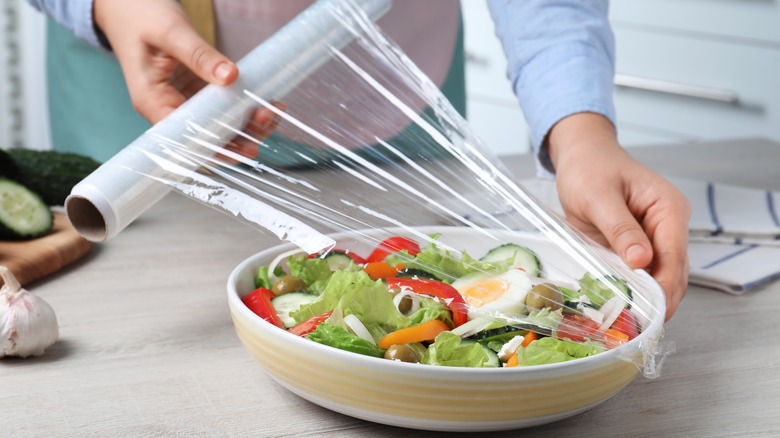 wrapping food in plastic