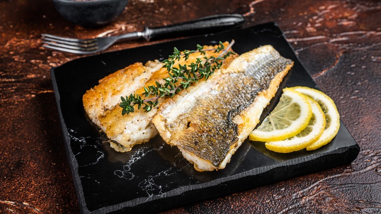 Branzino on lemon slices