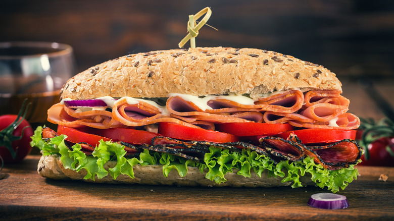 Deli sub fully loaded on multigrain sub bun