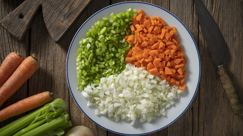 Chopped vegetables on a plate