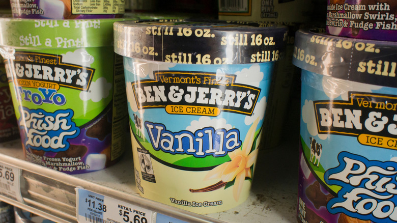 Ben & Jerry's pints in grocery freezer
