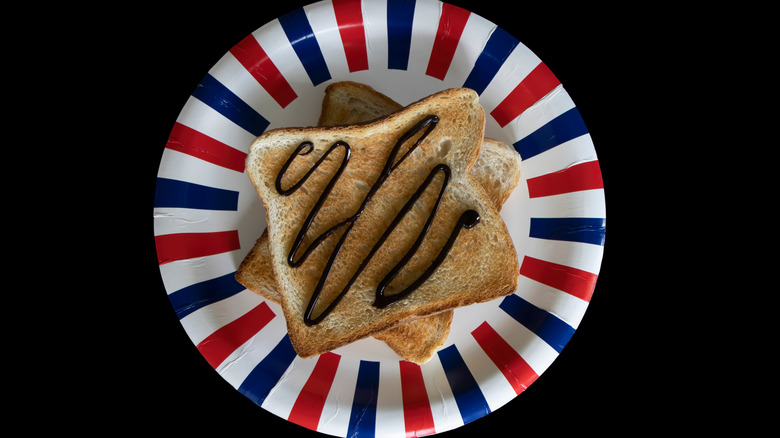 Vegemite on a red, white, and blue plate  
