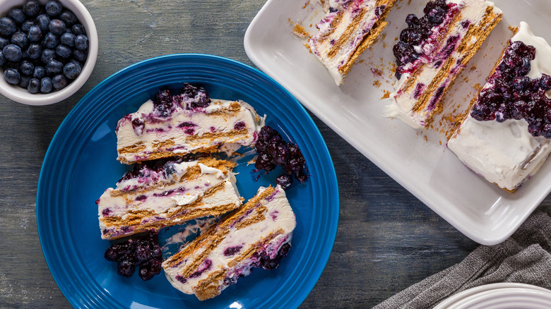 slices of blueberry icebox cake