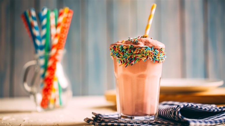 Chocolate milkshake with sprinkles 