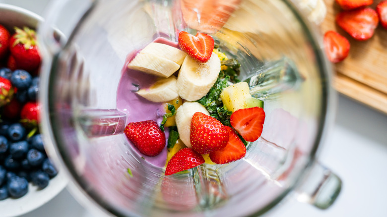 blender with smoothie ingredients