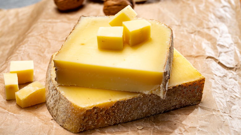slices of Comté on parchment 