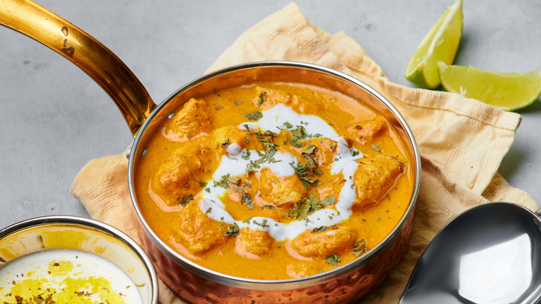 Pan of butter chicken
