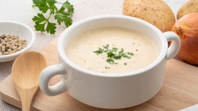 Bowl of creamy potato soup