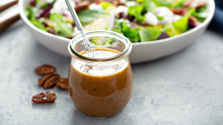 Jar of homemade Italian dressing