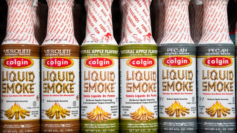Liquid smoke varieties lined up