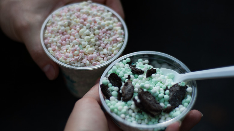 two cups of Dippin' Dots 