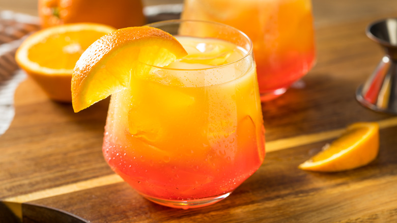 A tequila sunrise in a glass