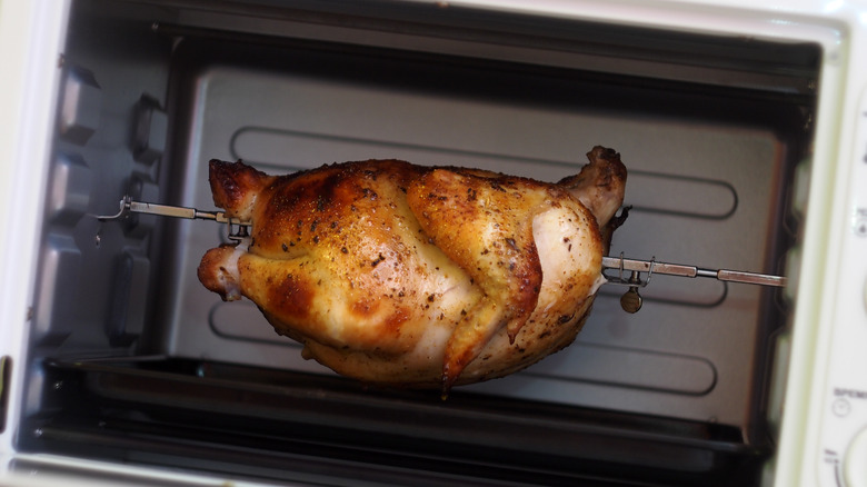 Rotisserie chicken in toaster oven