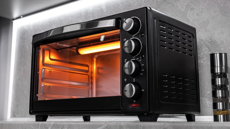 Preheated toaster oven