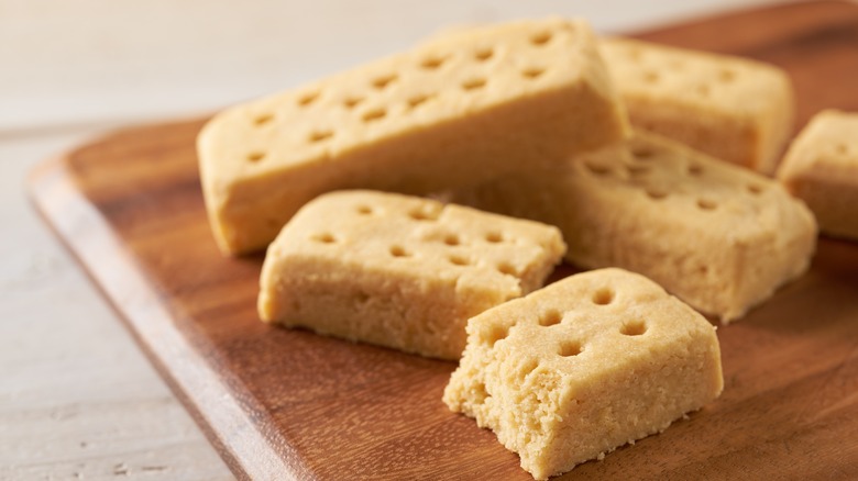 scottish shortbread on cutting board
