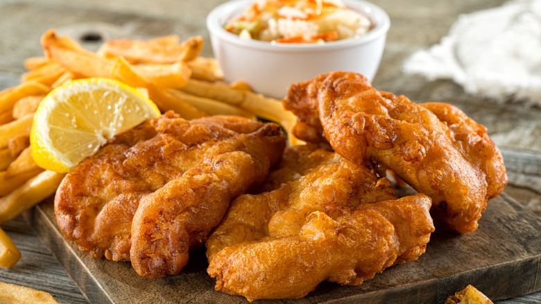 Crispy fried fish and chips